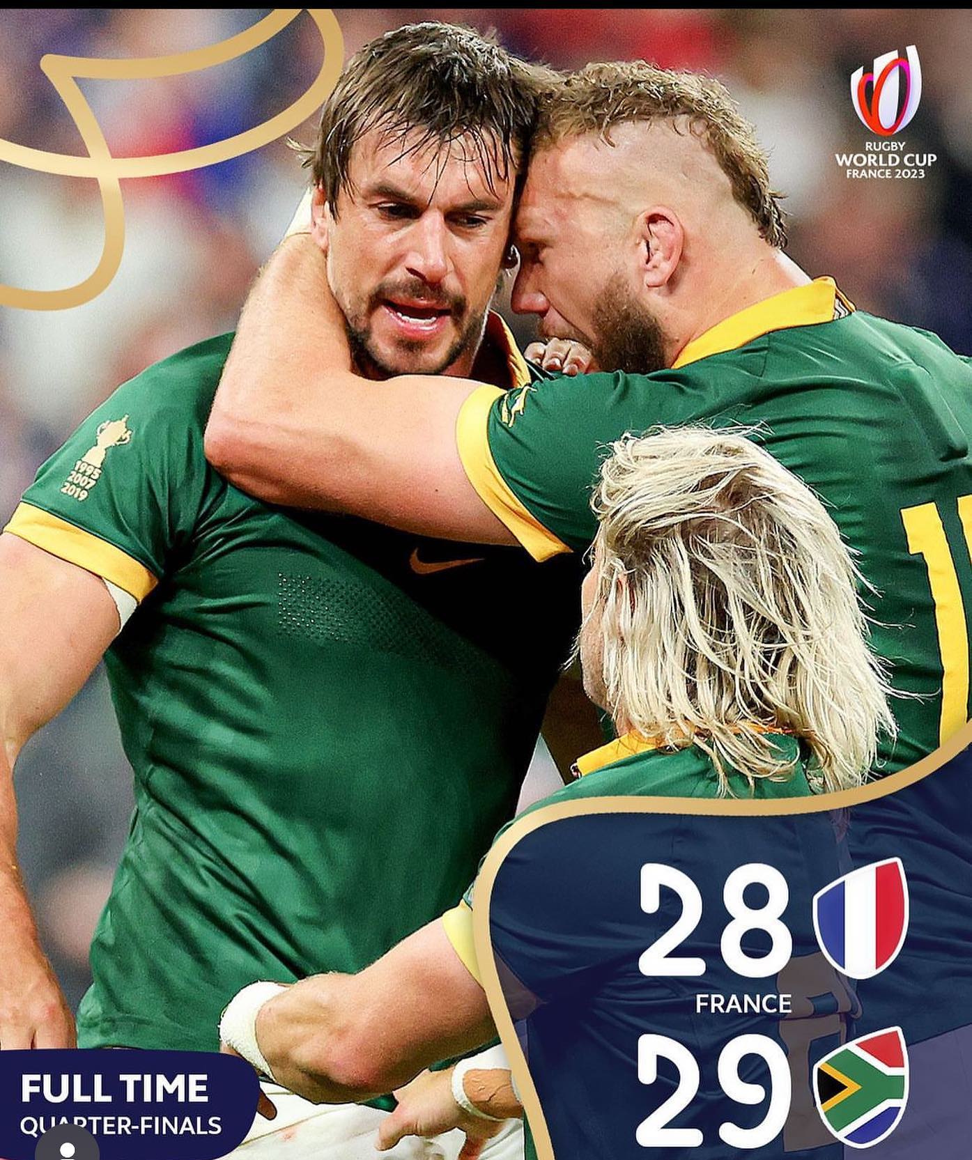 Boks beat France and advance to the semi Final to take on England #boks #springboks #savsfrance #rugbyworldcup #rugby #france #staddefrance