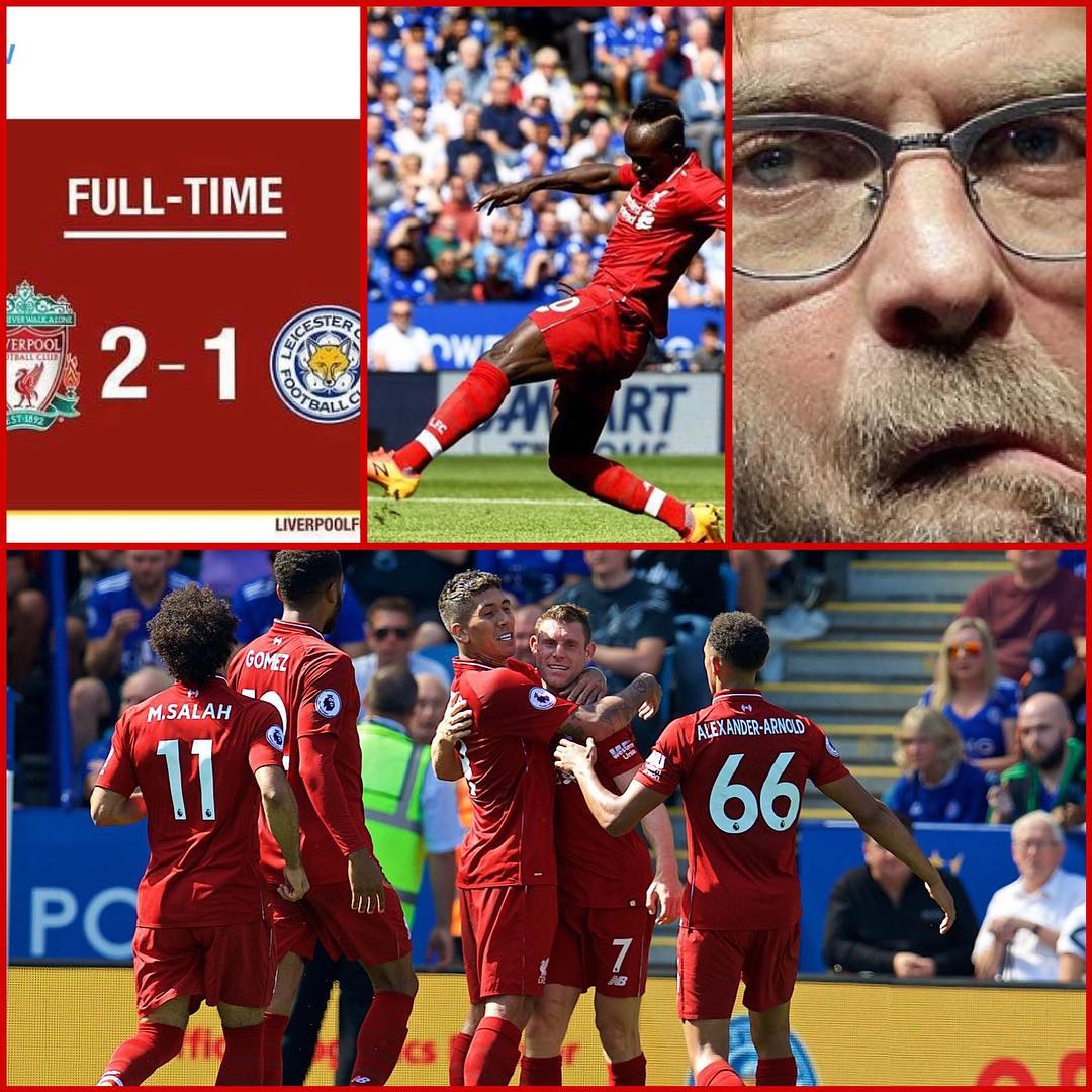 Liverpool 2 Leicester 1. Klopp showing his face after Allison Blunder. Allison my fantasy keeper and Van Dyk my center back so f$&k ass. But 3 points is 3 points. Was a battle but it’s 4 out of 4. #liverpoolfc #liverpool #lfc #ynwa #lfc #allisonblunder #liverpoolvsleicester #0018matchoftheday