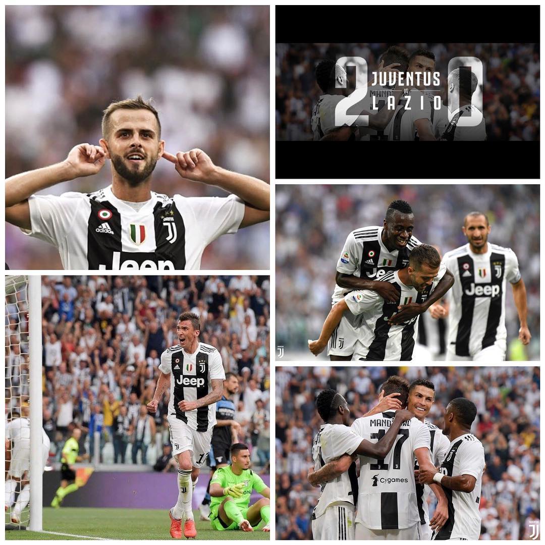 Juventus 2 Lazio 0. CR7 home debut. Good Juve performance as Alegri fielded Manzukich alongside Ronaldo. Good win against a decent Lazio side. Great strike by Pjanic @miralem_pjanic to open the scoringForza JuveMilan surrendered a 2 goal lead ang lost 3-2 to Napoli. Gatusso must be pi$$ed #juve #juventus #juventusvslazio #forzajuve #pjanic #seriea @juventus