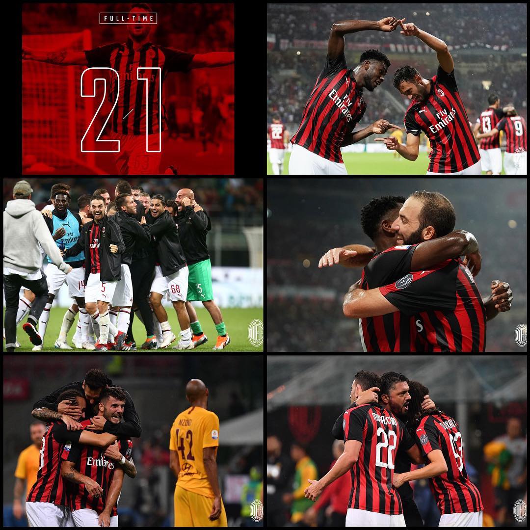 AC Milan 2 Roma 1. Good result for Milan as they beat Roma last night. Higuain assist in stoppage time gave Milan the win. Gatusso was happy especially after they threw away a 2-0 lead against Napoli last weekend. #acmilan #milan #seriea #acmilanvsroma #roma
