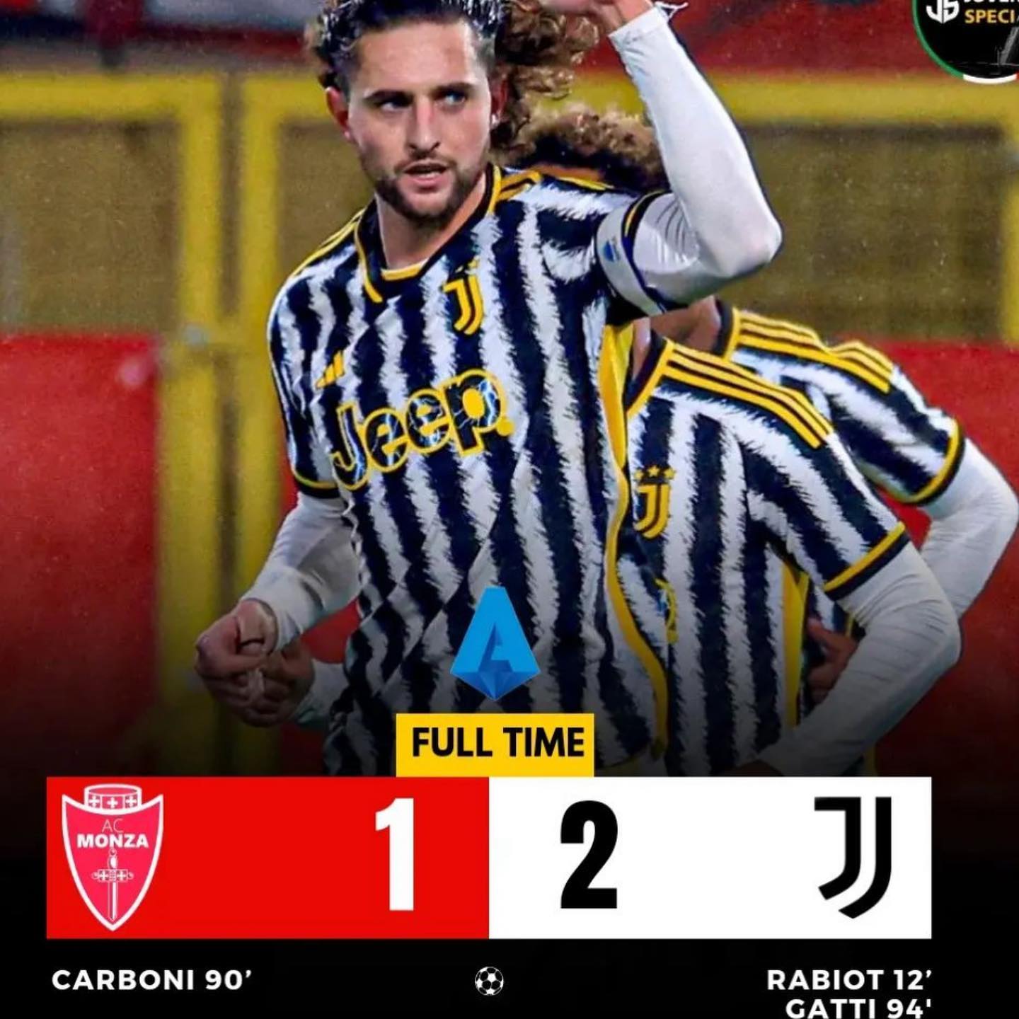 Monza 1 Juventus 2. It was a tough win in Monza last night as Juve temporarily go top of Serie A. Rabiot was instrumental as he scored the opener and assisted for Gate at the death. Monza equalised late but it was Gati time again as Juve sealed it in stoppage time. A big 3 points and Juve remain on course. Forza Juve#monzavsjuventus #forzajuve