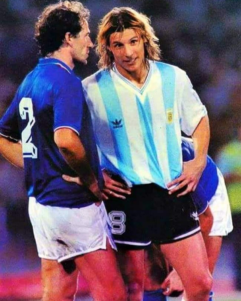 Throwback to Italia 90. Baresi and Cannigia. Watta Thing#italia90 #instagrampicoftheday #claudiocaniggia #francobaresi #azzuri #argentina
