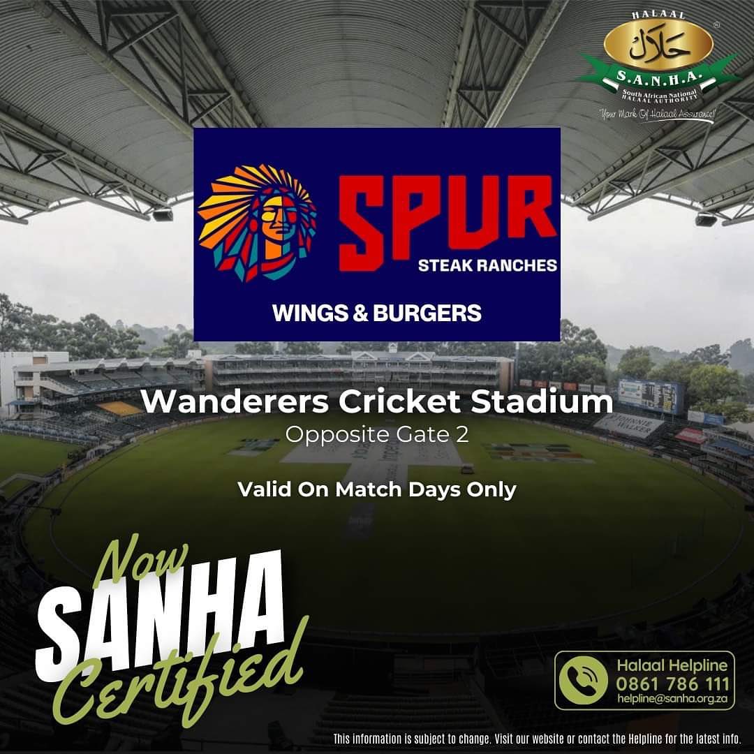 The Summer in South Africa is Cricket at the Bullring. These are the SANHA certified shouts you can enjoy at the Wanderers. #halaal #cricket #halaalwanderers #bullring #proteas #savsindia #cricketsa #halaalfood