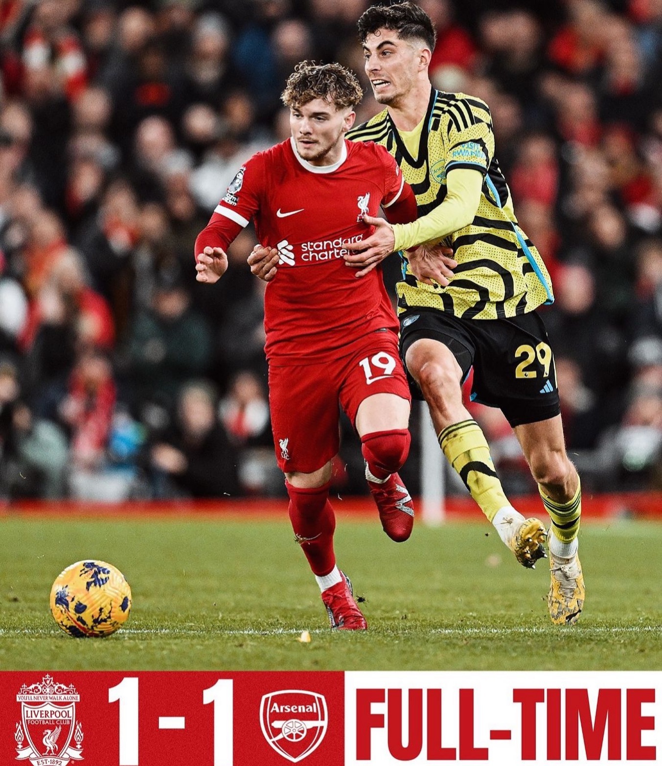 Liverpool 1 Arsenal 1. Aaaah Trent could have seen us through there