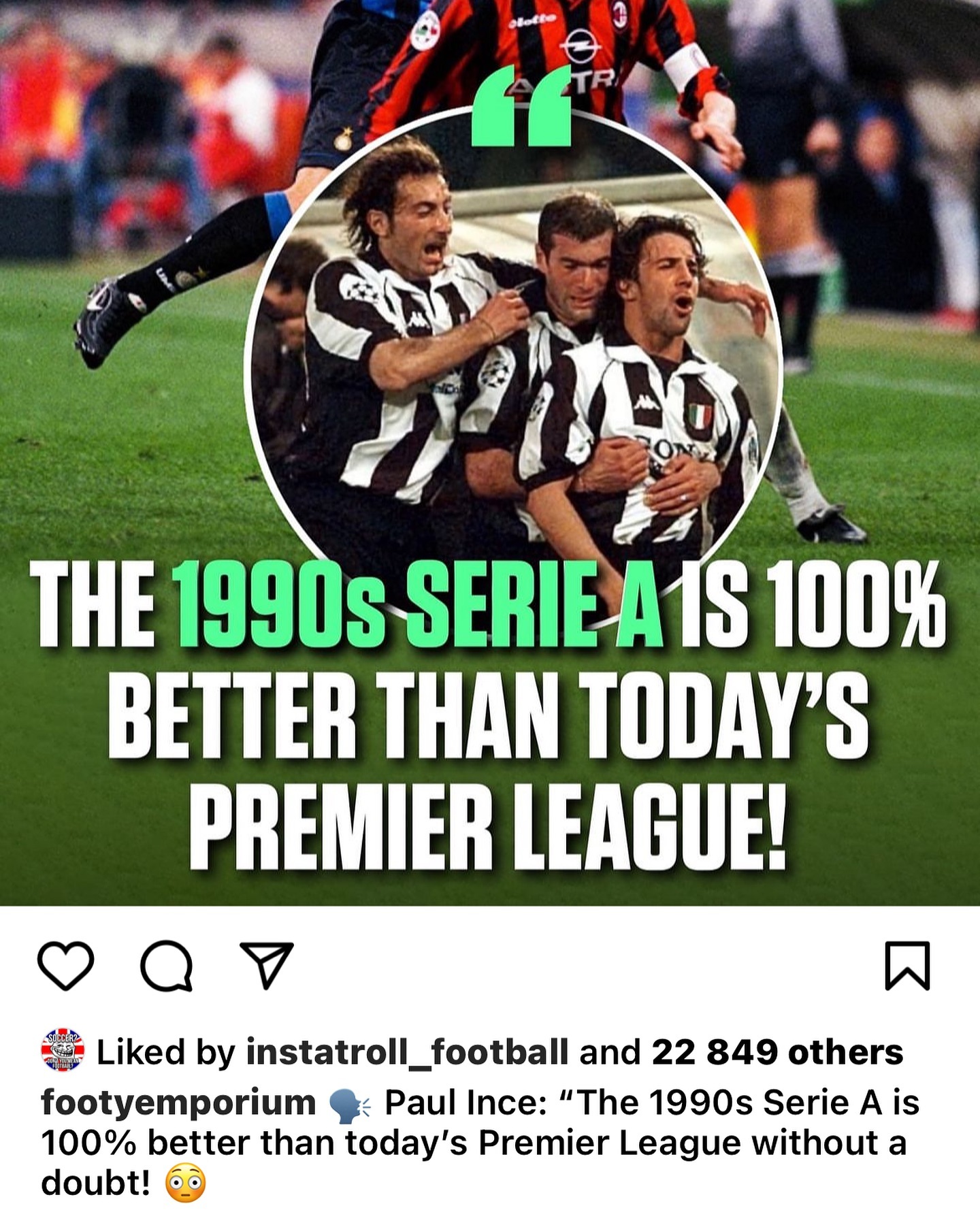 Thursday Talking Point. Do you Agree with Paul Ince that the 90s Serie A was better than todays Premier League?
