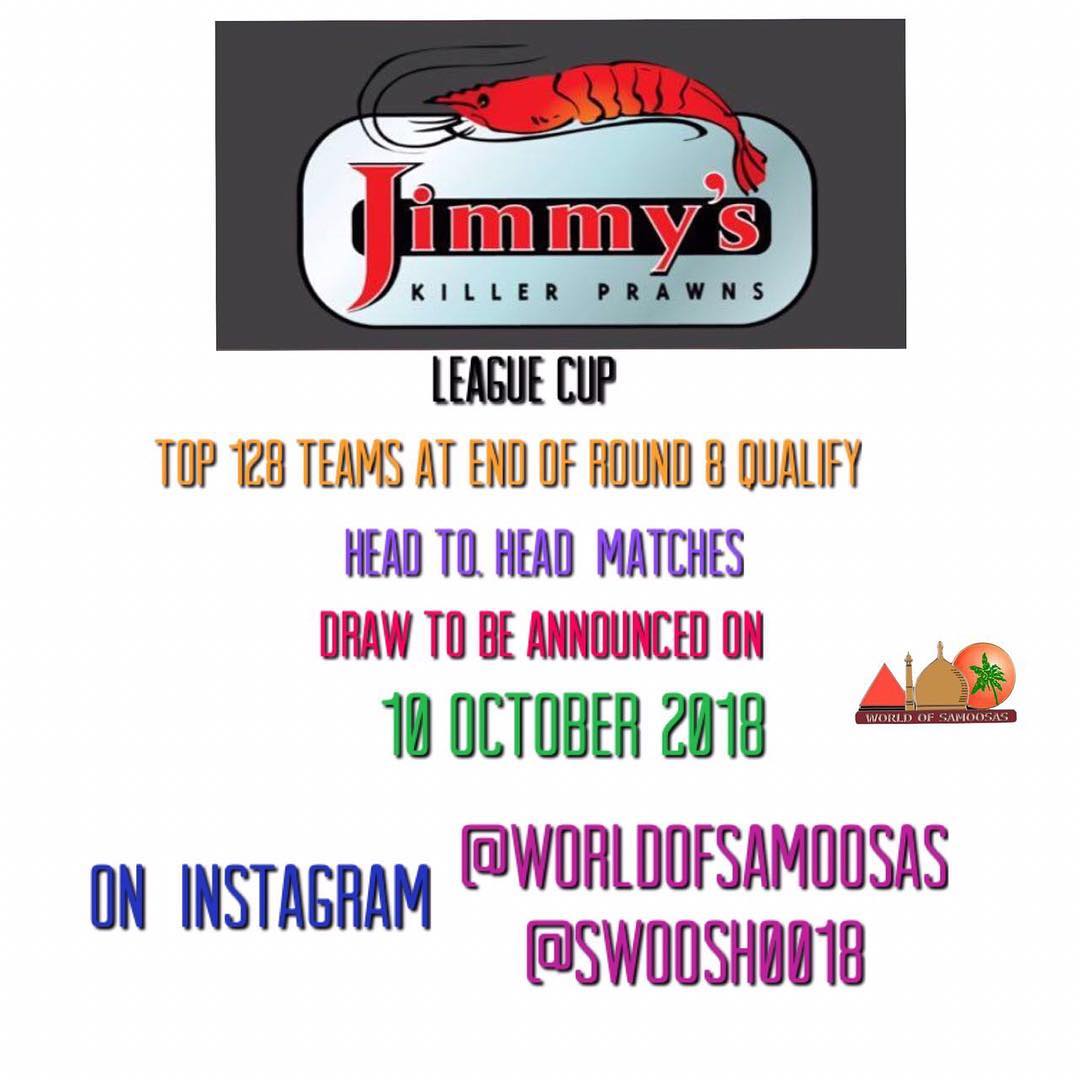 @jimmys_fordsburg League Cup in conjunction with @worldofsamoosas and @swoosh0018. Top 128 qualify. Pick well and don’t forget there is a Gameweek Tonight