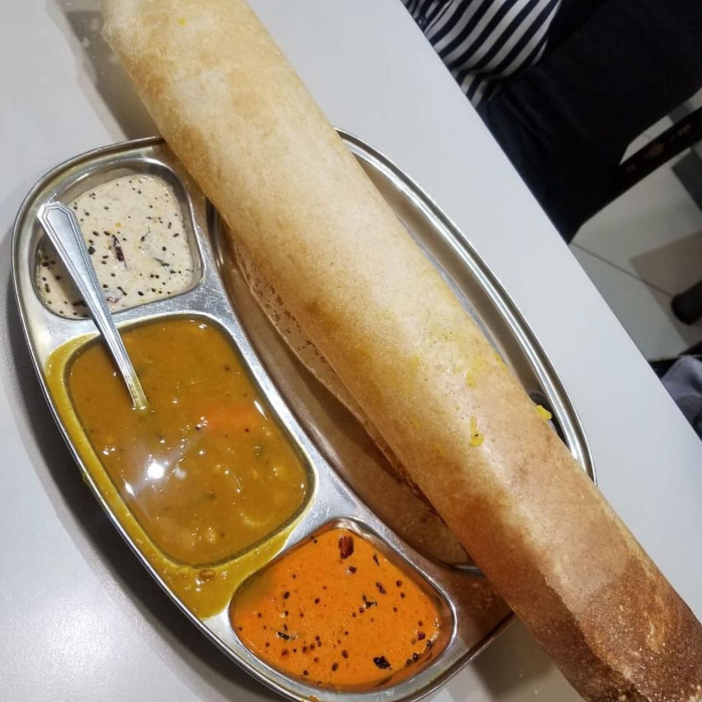 Lunch at Dosa Hut Fordsburg #halaal. We had a Trio of curry’s. Lamb Roganjosh, Nadan Prawn and butter chicken with Masala Dosa and chicken tikka fried rice and cheese paratha ️ #halaal @dosahut_fordsburg #dosahut #dosa #masaladosa #butterchicken #curries #lambroganjosh #nadanprawn #cheeseparatha #fordsburg #indianfood #indiancuisine #halaaljhb