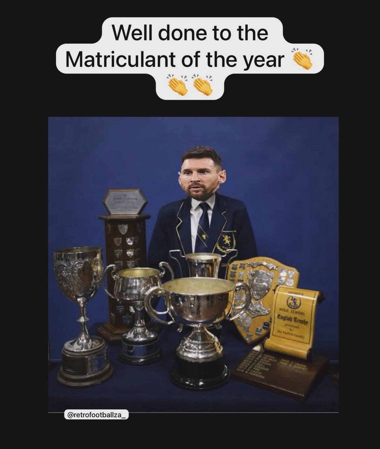 Well done to the Matriculant or the year @retrofootballza_ ️️#messi