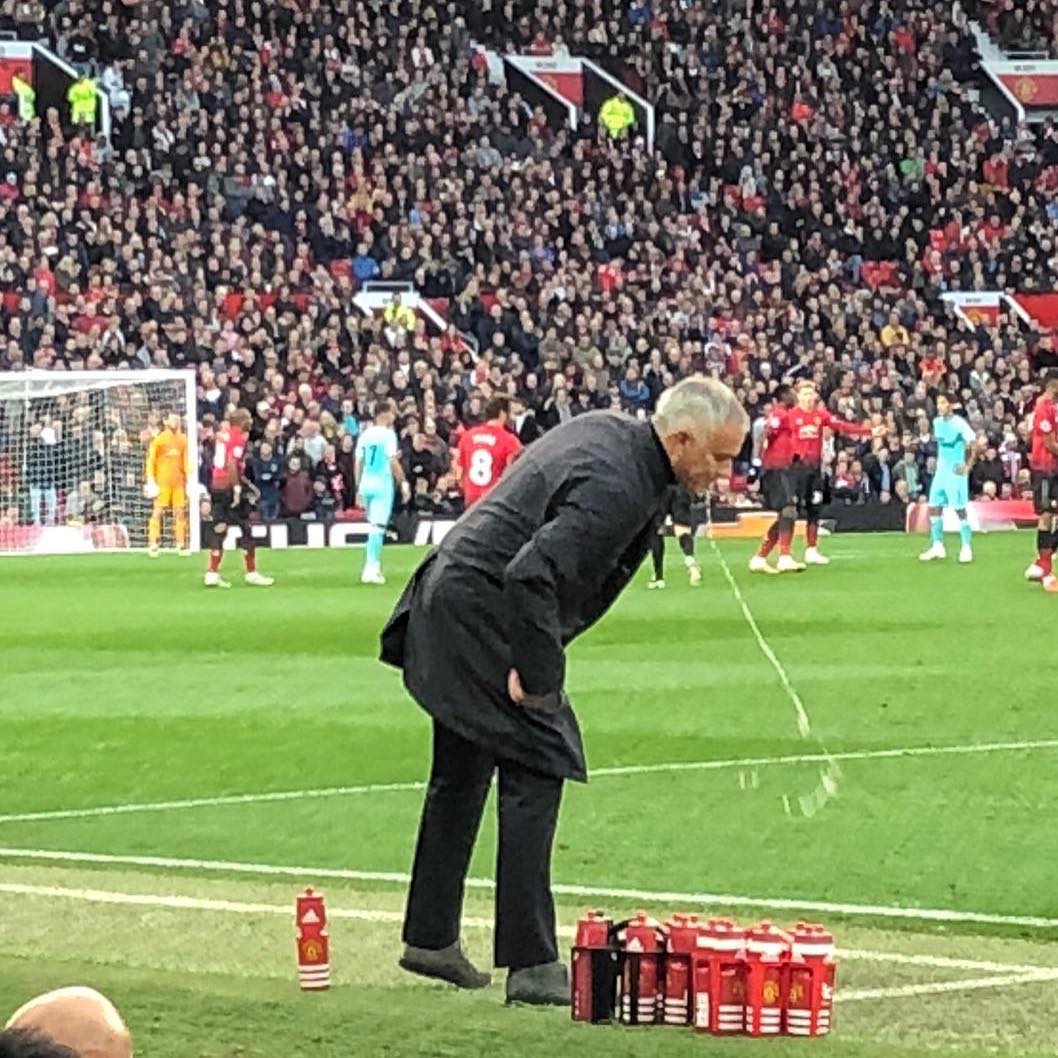 Jose Mourinho when they were 2-0 down. Pic by @pizzaman1 who was at Old Trafford makes our pic of the day. Is Mourinho staying or going ️#mourinho #mourinhoout #woodwardout #manutd #manchesterunited #josemourinho #oldtrafford #manutdvsnewcastle #epl #soccer