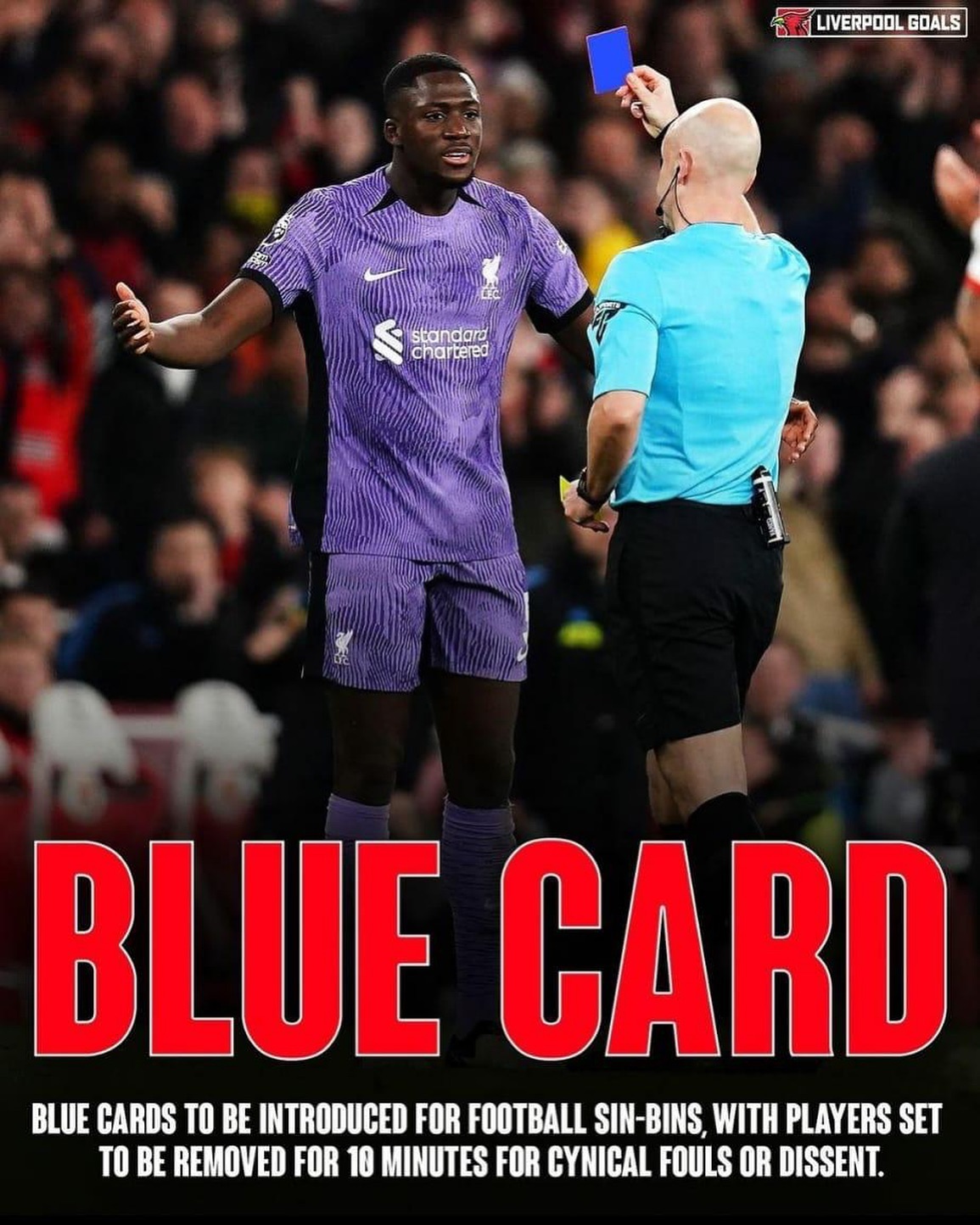 Blue Card to be introduced for Football Sin bins WTF man. What’s your thoughts . Should Blue Cards be introduced