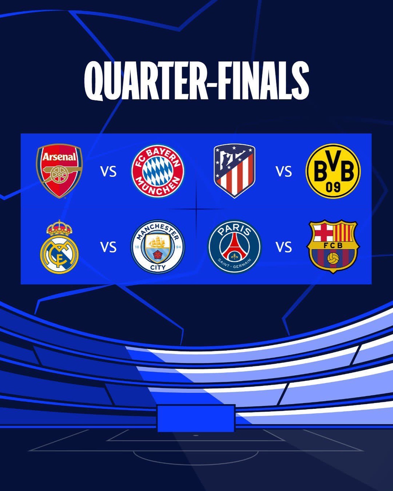 UEFA Champions League Quarter Final Draw. This a heavy shooting draw. #uefachampionsleague #uefachampionsleaguedraw