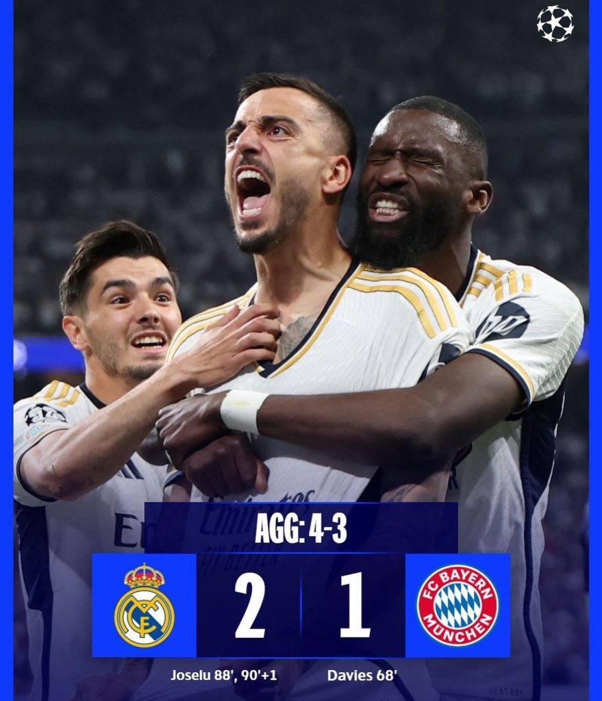 Real Madrid 2 Bayern Munich 1. What a game. Halaa Madreeed