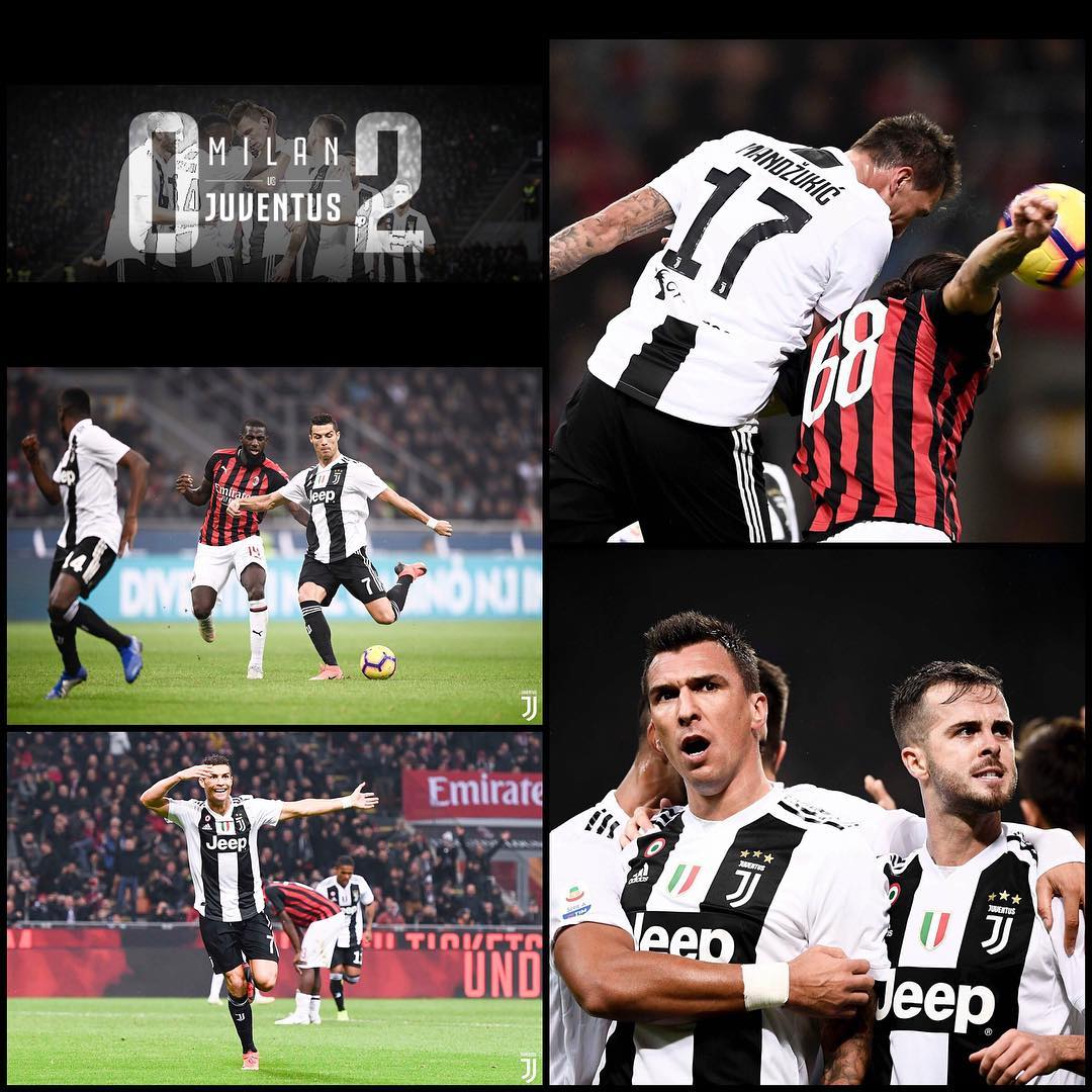 Juventus 2 AC Milan 0. Top game at then San Siro. Manzukic and Ronaldo secured the win for Juve. Drama as Higuain got sent off and missed a penalty after a class save from Schezny. Big Three points. Forza Juve. Time for International break #acmilanvsjuventus #milanvsjuventus #juve #juventus #forzajuve #sansiro #serieatim #cr7 #ronaldo