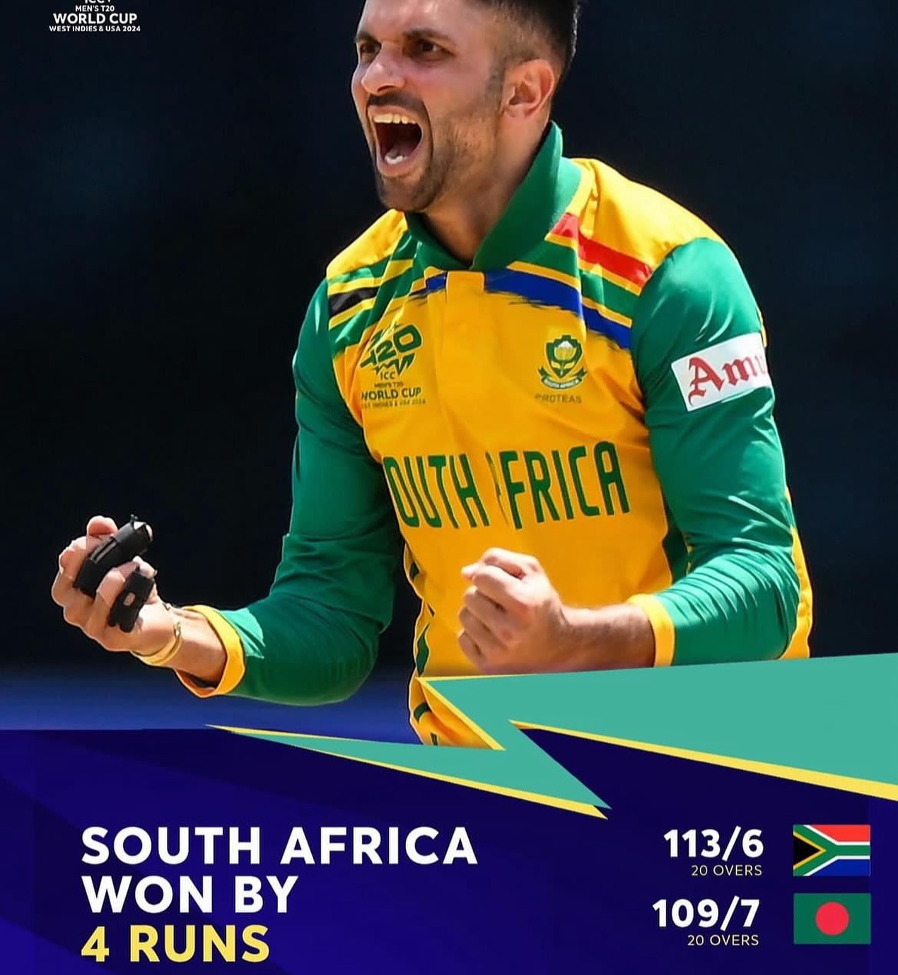 SA beat Bangladesh by 4 runs. That was close. Thoughts on the match ?