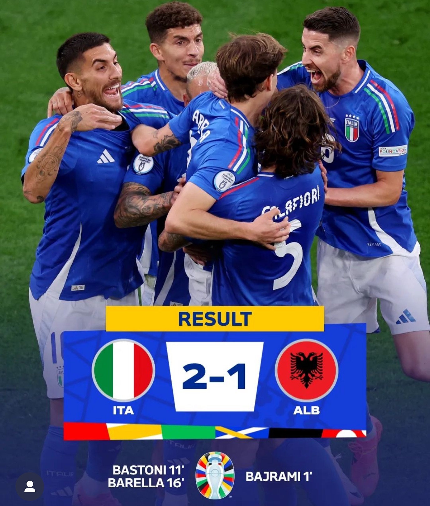 3 points in the Bag for the Azzuri against Albania last night. I enjoyed watching the game and enjoyed seeing the Azzuri again since the World Cup disappointment. No expectations. Earlier on Spain  were rampant against Croatia. The Croats will rue missed chances and missed penalty. Switzerland beat Hungary in the first game. Tonight we easterly await the England vs Serbia game