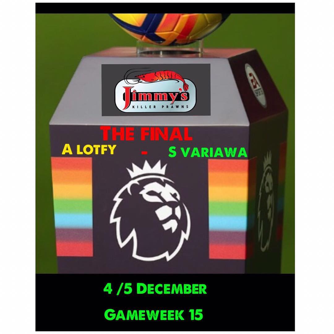 Jimmys Killer Prawns @jimmys_fordsburg Fantast Cup Final this gameweek @worldofsamoosas .Asif ABBA sits on top of the table