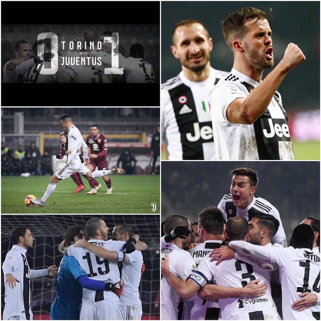Torino 0 Juventus 1. We win the Turin derby after a tough night out. CR7 penalty was enough for 3 points #forzajuve