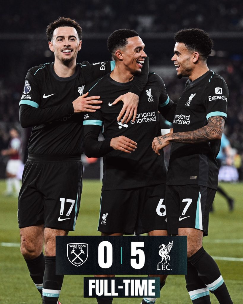What can we say. A 5-0 thumping of West Ham at the London Stadium. Liverpool on fire and running rampant. And it could have been more. Salah maybe had a taweez under the xmas pyjama. The Slot Meecheene keeps paying. Elsewhere in the premiership Citeh finally win, Forest keep winning. Never seen any Spurs guys for a while now.Lets see what unfolds tonight#epl #englishpremierleague #liverpoolvswestham #salah #ynwa #lfc