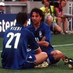 Once upon a time in the Azzurri. Del Piero and Vieri cebrate the Bobo goal in France 98