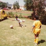 As we feature Retro jerseys came across this pic of me and my bro with our first kits sent by the cuzzies from Bateley, . Leeds Utd Umbro home and away. We were just chuffed we had the full kit from socks to shorts. Had a kick about on the Lenz garden pitch. We also met @__moeeey and @nabeel_bhaba in the Germany Italia 1990 strip. If you have any classics kits and want to be featured send them in ️