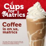 Matrics. Coffee is on Us. Results Day is a reason to Celebrate. Show your results off at any Wimpy and wel pour you a FREE regular FrappeLimited Flavours AvailableOffer Valid on 16 January OnlyAvailable for Sit Down or Takeaway Not Available for DeliveryVisit Wimpy Rosebank, Greenside, Killarney, Lenz and more *Ts & Cs Apply#matrics #cofffee #freecoffee