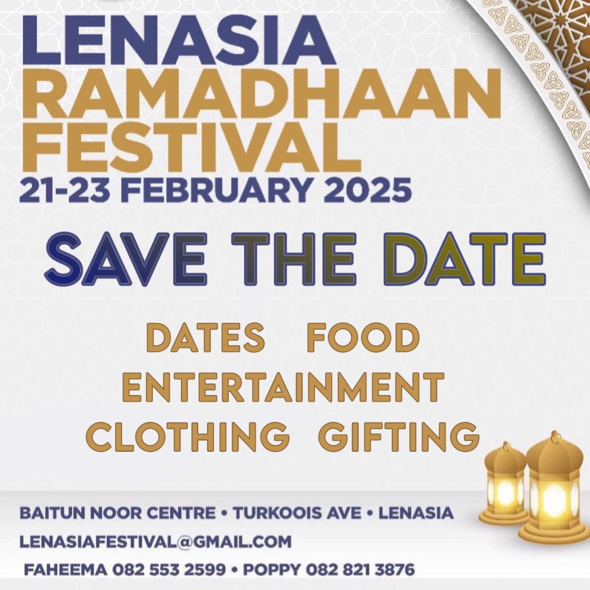 I’m excited to share with you a fantastic pre Ramadan event happening in February and in LenasiaJoin me at the  Ramadan Food Festival, taking place on February 21st-23rd at Baitu Noor Centre in Lenasia @lenasiafestival What you can expect? Explore a variety of food stalls, clothing, gifts, fashion, and flavors just b4 Ramadan Call to Action for Vendors#Attention vendors! Limited food stalls are available. Secure your spot now by applying through the vendor application link belowMark your calendars and  let’s taste your flavour...