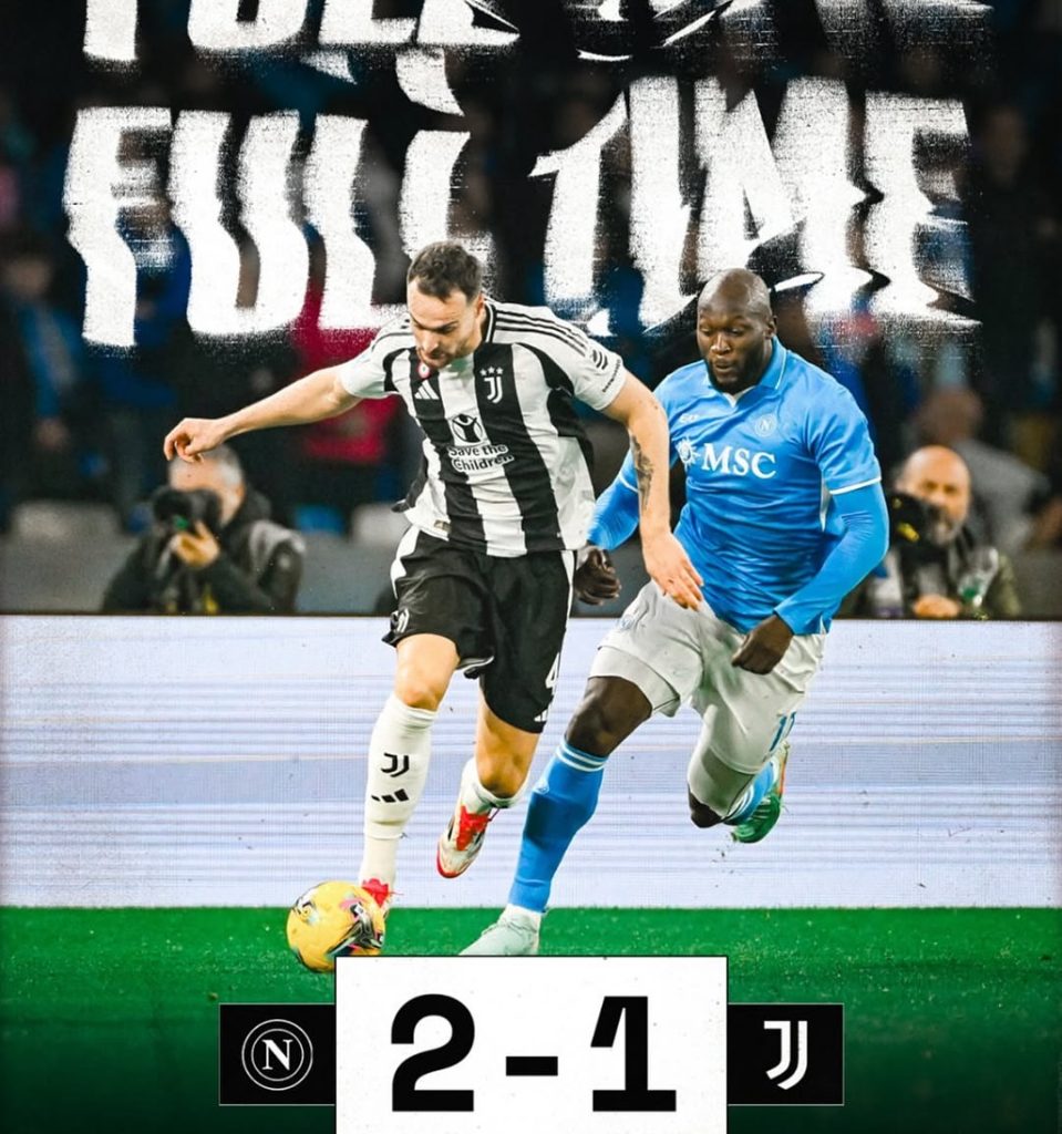 Napoli 2 Juventus 1. There goes the Scudetto. And of all Lukaku is Contes man as he grabs the winner with a penalty. To be fair Napoli have been superb. As for Juve lost points, too many draws, can’t score and we lose our winning streak. Forza Juve. Let’s see what the season holds