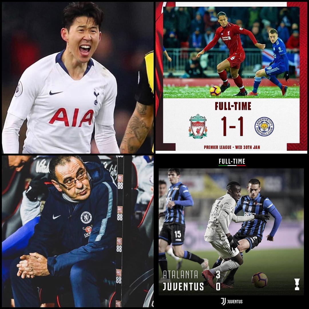 From calling the score for the MANCs before the whistle to the misery of Wednesday Night. Look Wel take the draw after that performance and an icy pitch. 5 points is healthy. Spurs win late. Chelsea were horrible and Bournmouth fans were saying Higuain is a shit Calum Wilson. In the Coppa Italia Juve were dumped out after losing 3-0 against Atalanta in Bergamot. We won’t win it for the 5th time now. Alegri was sent off and Ya it was a dismal night for many of the Big Boys. Roma were thumped 7-1 by Fiorentina