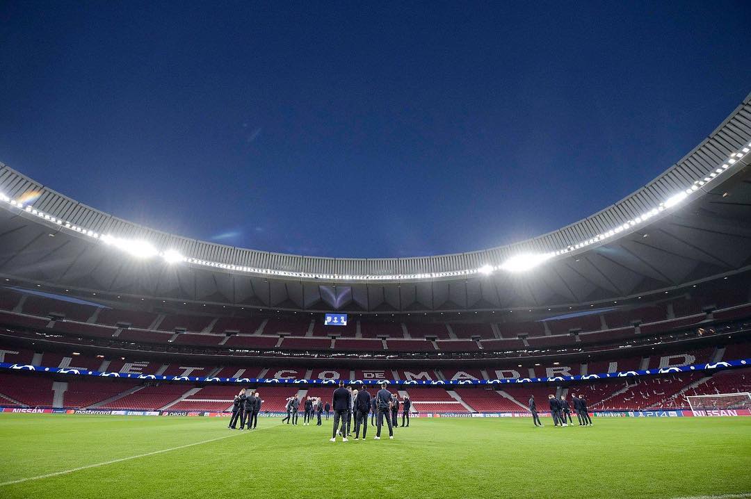 Calm before the Storm. Pitch inspection before the museeeeve first leg at the Wanda Metropolitano. I fear Atletico. Forza Juve. Time to Focus
