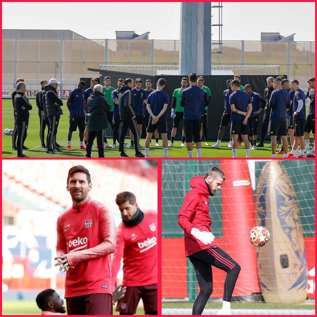 Calm before the Storm. Juve players prepare in Instagram. Messi and De Gea square off. Musseeeve European Night. We must take the tie away in Amsterdam tonight. For the MANCS sake Messi mustn’t pitch