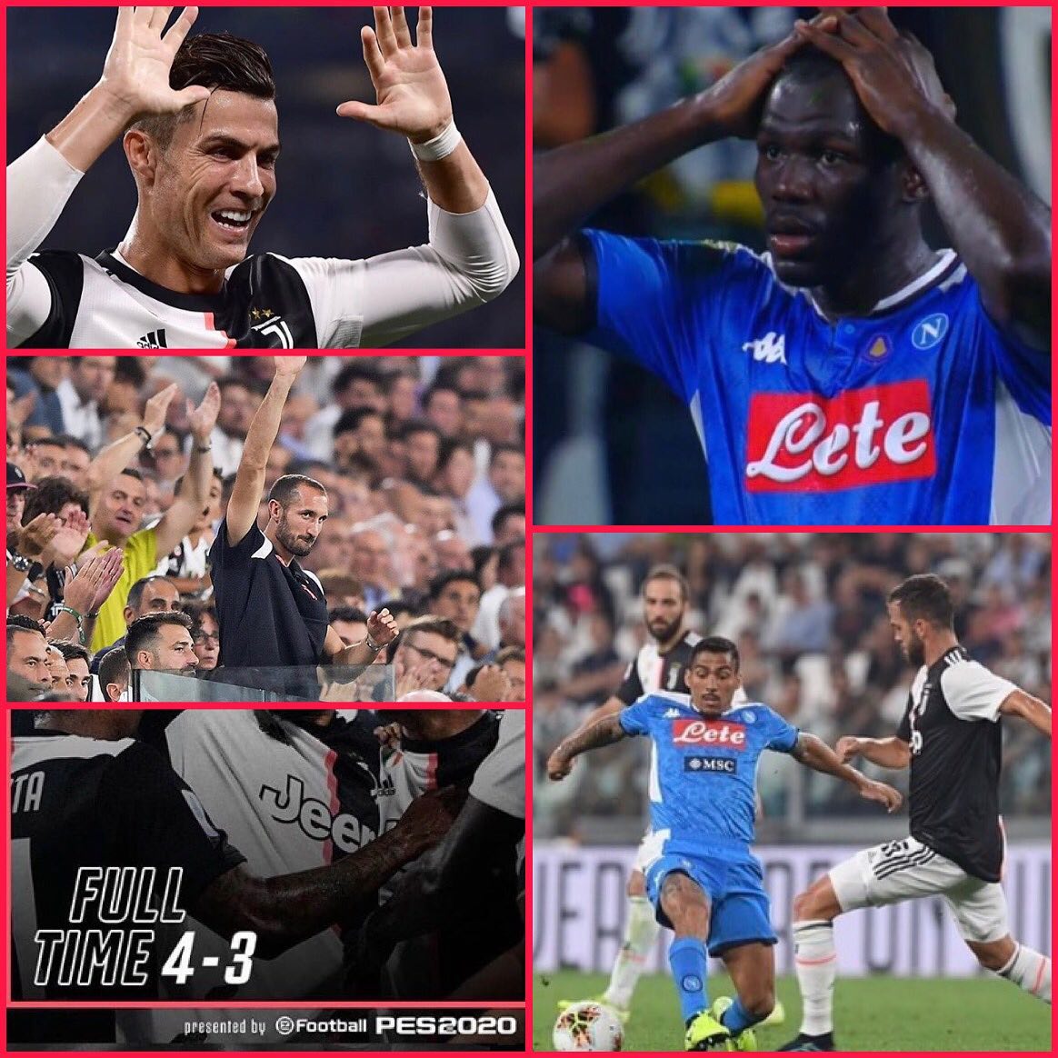 Juventus 4-Napoli 3. What a game. Juve played a fantastic first half. 3-0 and then we went to sleep. 2 set pieces and a shocker of a 2nd half from De Ligt brought Napoli Level. But he will learn. No better place to learn than the Deep end. We upped the intensity in the end. Brought on Dybala, attacking change. He won the foul. Pjanic delivered and poor Koulibaly scored a beaut of an own goal. Unlucky Napoli and lucky Juve. Forza Juve. We will take the 3 points#juventus #napoli #juventusvsnapoli #juve #juvefans #forzajuve #alianzstadium #turin #bianconero #cr7 #ronaldo #danilo #higuain #koulibaly #koulibalyowngoal #seriea #serieatim