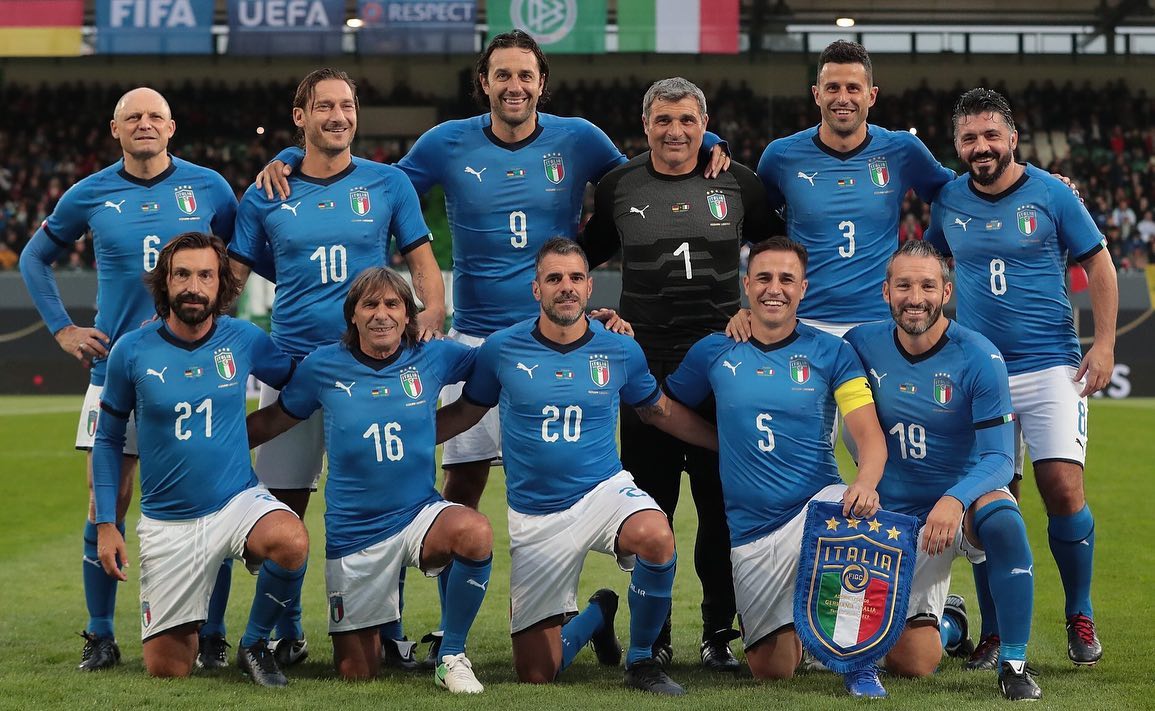 In the week the Azzuri Legends took on Germany Legends. Watta Thing. Totti,Gatusso,Pirlo,Grosso,Toni,Peruzzi,Di Livio,Zambrotta,Torricelli,Cannavaro and more Forza Azzuri