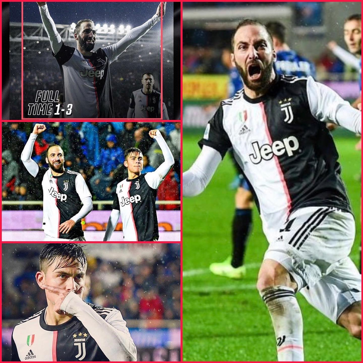 Atalanta 1 Juventus 3. A Higuain Double and a Dybala strike and a sensational last 25 minutes saw Juve snatch victory.  The first 75 minutes was one of the worst Juve performances I’ve seen in a while. Schezny was superb throughout and so was De Ligt. I always say winning Ugly is no crime but we mugged Atalanta 3 times today and got the 3 points