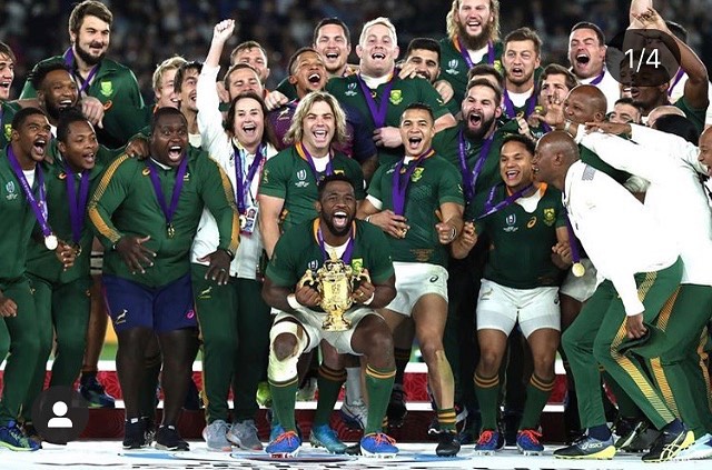 Congratulations to our Springboks. We are Champions of the 2019 Rugby World Cup. The country celebrates tonight. ️️️️