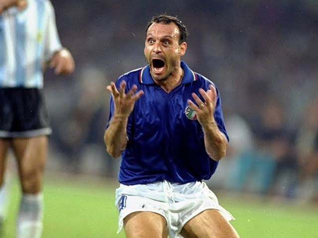 Toto Schillaci setting Italia 90 alight.i remember coming back from Madressah and watching. Italy has a strong team. Zenga,Bergomi,Maldini,Baresi,Ferri, Donadoni,Gianini,Di Agostini,Berti,Schillaci,Baggio.