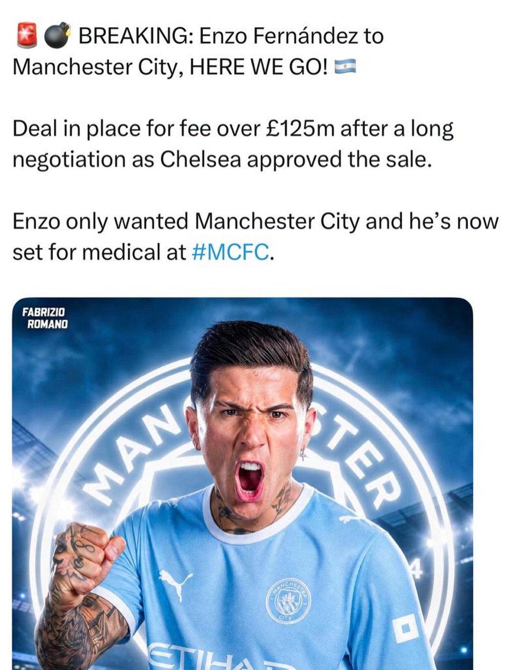 Enzo to City for 125 million. What is the World Coming to. And to think Bergkamp was the most expensive in British history at 7.5 million. Full deadline Day transfers on my Blogwww.swoosh0018.com #deadlineday