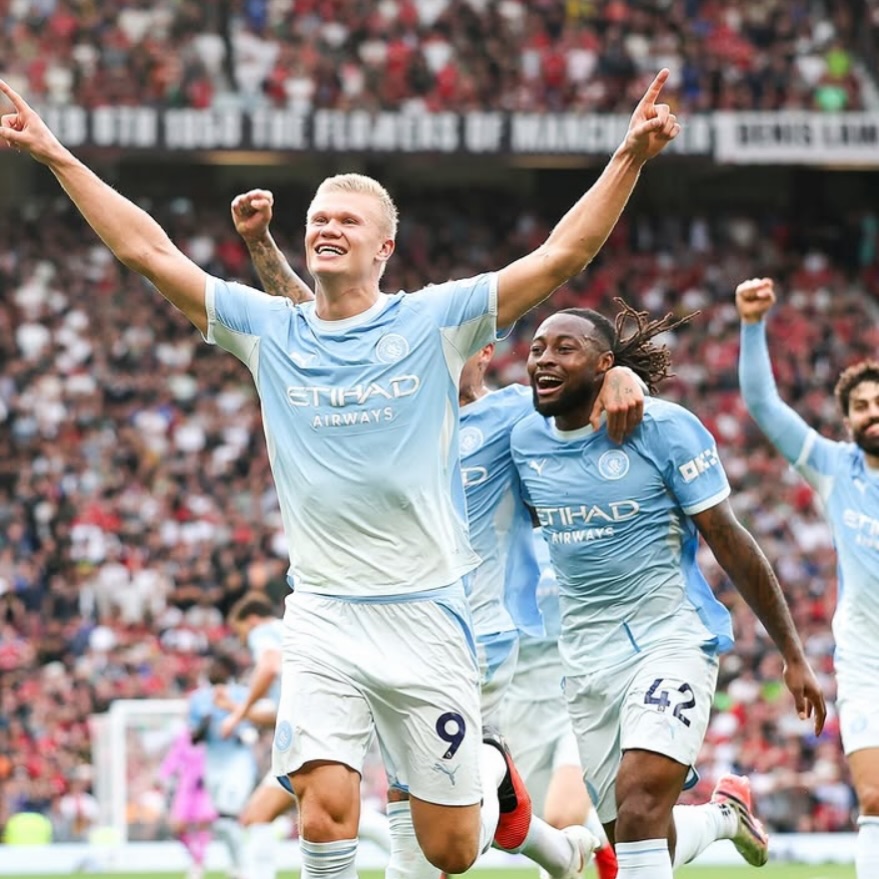 The Scoreline reads Man Utd 0 Man City 1. Haaland goal, foden red Card Manchester is blue #mancity #manutdvsmancity #manchesterderby #fodenredcard