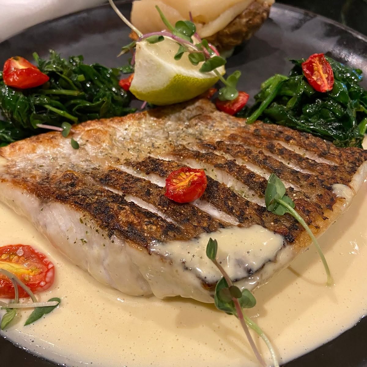 Sea bass Pigalle Bedfordview @pigallebedfordview . Sublime Shout#seabass #pigalle #pigallebedfordview #seafood
