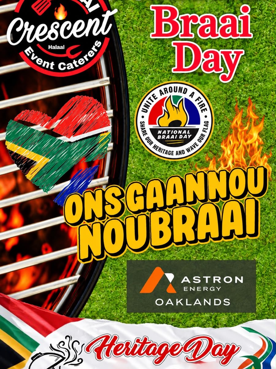 Heritage day braai  sorted !!!crescent_ braai will be @aeoaklands from 24-26th September. Trading times:Thursday 24 - 11:00 - lateFriday 25 - 14:00 - lateSaturday 26 - 11:00 - late@aeoaklands