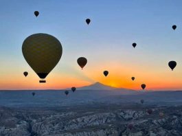 Hot air Balooning in Cappadocia, Turkey at Sunrise.Hot air ballooning over Cappadocia, Turkey at sunrise is widely considered one of the premier travel experiences in the world. Dozens of colorful balloons lift off simultaneously, floating above fairy chimneys, volcanic rock formations, and valleys illuminated by dawn light.#travel #hotairbaloon #cappadocia #turkeytravel #travelpics