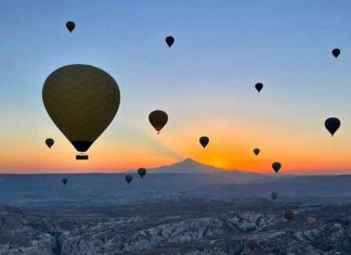 Hot air Balooning in Cappadocia, Turkey at Sunrise.Hot air ballooning over Cappadocia, Turkey at sunrise is widely considered one of the premier travel experiences in the world. Dozens of colorful balloons lift off simultaneously, floating above fairy chimneys, volcanic rock formations, and valleys illuminated by dawn light.#travel #hotairbaloon #cappadocia #turkeytravel #travelpics