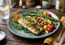 Lemon-Herb Grilled Fish with Garlic Roasted Asparagus