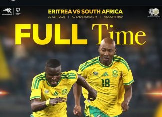 Eritrea 0 Bafana Bafana 5. Top Victory. 2 on the Trot for Pitso#eritreavssouthafrica #afcon #bafanabafana