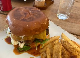 Burger at Step Brothers in Greenpoint,Cape Town