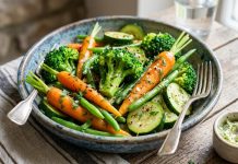 Perfectly Tender Steamed Seasonal Vegetables with Garlic-Herb Butter