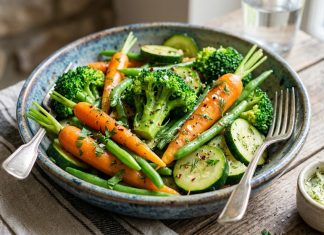 Perfectly Tender Steamed Seasonal Vegetables with Garlic-Herb Butter