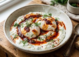 Traditional Turkish Eggs Çılbır